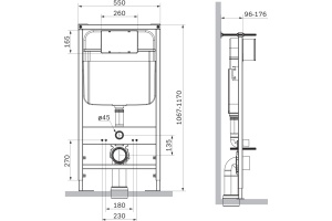 Система инсталляции для унитазов SantiLine SL-01 с овальной кнопкой смыва - 3