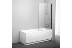 Шторка на ванну Ravak PVS1-80 Transparent, профиль черный