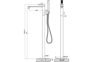 Смеситель напольный ванны BelBagno Luce черный матовый (LUC-FMT-NERO) - 2