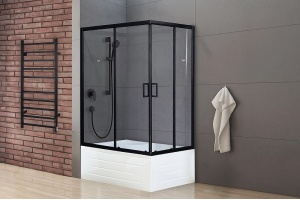 Душевой уголок Royal Bath BP 100х80 L с поддоном профиль черный стекло прозрачное - 2