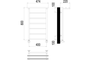 Водяной полотенцесушитель Terminus Контур П7 400х800 с полкой Хром - 3