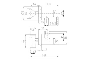 SE843/1CMAT SEINA - смеситель для биде с гигиеническим душем, скрытый монтаж, ЧЕРНЫЙ МАТОВЫЙ - 2