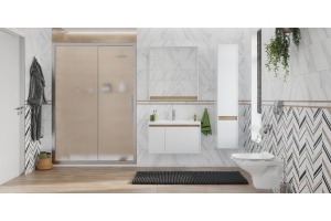 Душевая дверь в нишу STWORKI Стокгольм DE019D2150200 150 см профиль хром матовый, стекло матовое - 2