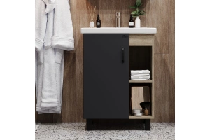 Тумба с раковиной Onika Тимбер ФОСТЕР-60 серый матовый/дуб сонома (106116) - 2