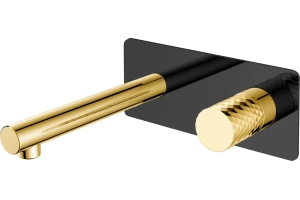 Смеситель для раковины Boheme Stick black diamond gold, черный, золото (125-BG)