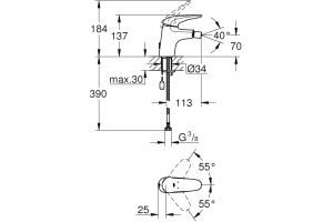 Смеситель Grohe Eurostyle 23721003 для биде - 3