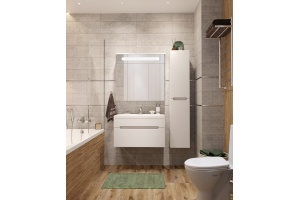 Мебель для ванной DIWO Коломна 80, подвесная, белая, российская (гарнитур, мебель) - 2