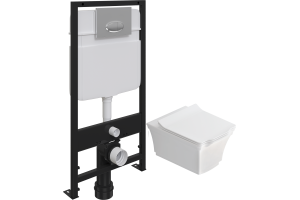 Комплект Унитаз подвесной STWORKI Хадстен SETK3304-0616-001-1-6000 с микролифтом + Система инсталляции для унитазов EWRIKA ProLT 0026-2020 с кнопкой смыва 0051 хром