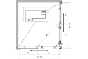Душевой уголок BelBagno Uno 90х70 профиль хром стекло прозрачное  - 2