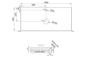Столешница BelBagno 100х46 бежевый матовый мрамор (KEP-100-MCO) - 3