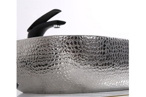 Раковина накладная CeramaLux NC 50 см черный/серебро (D1302H020) - 3