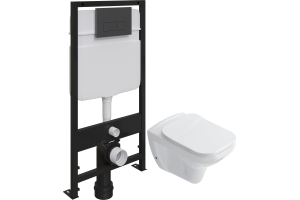 Комплект Унитаз подвесной STWORKI Дублин SETK3504-0605 с микролифтом + Система инсталляции для унитазов EWRIKA ProLT 0026-2020 с кнопкой смыва 0044 черной матовой