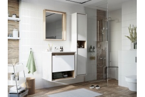 Зеркало STWORKI Ольтен 60 дуб сонома, с подсветкой, сенсор на зеркале, прямоугольное, из МДФ, под дерево - 3