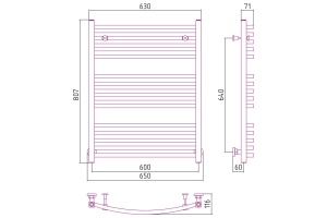Полотенцесушитель водяной ДР АРКУС 800х600 (Без покрытия) - 3