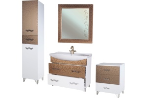 Тумба с раковиной Bellezza Маргарита 120 2 ящика белая/бронза - 3