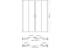 Душевая дверь в нишу Wasserkraft Lippe 160х190 профиль хром стекло прозрачное - 3
