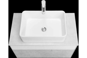 Тумба с раковиной Aquaton Марбл 80 белый-серый - 2