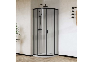 Душевой уголок Vincea City 90х90 профиль черный стекло прозрачное