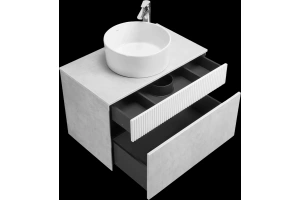 Тумба с раковиной Aquaton Марбл 80 белый-серый - 3