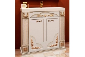 Тумба с раковиной Misty Барокко 120 прямая бежевая, патина - 3