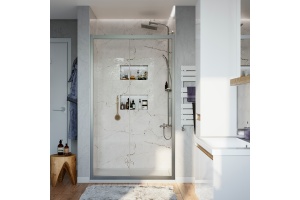 Душевая дверь в нишу STWORKI Стокгольм DE019D290200 90 см профиль хром матовый, раздвижная, прозрачное стекло