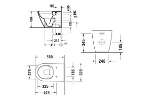 DURAVIT (D-Neo Rimless) Унитаз приставной 370 x 580 мм, белый - 2