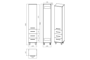Терра - 40 Пенал серый с 3 ящ. правый - 2