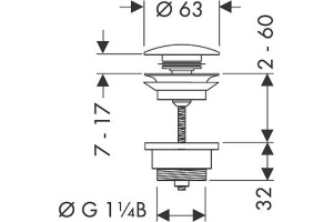 Донный клапан для раковины Hansgrohe 50100000 Push-Open - 2