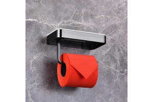 Держатель туалетной бумаги с полкой Abber Westen черный матовый - 2