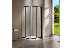 Душевой уголок Vincea Garda 100х90 черный, стекло прозрачное