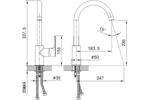 Смеситель для кухни, сатин, Cuba, IDDIS, CU1BNJ0i05 - 2