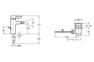 Смеситель Jacob Delafon Strayt E98338-CP для биде - 3