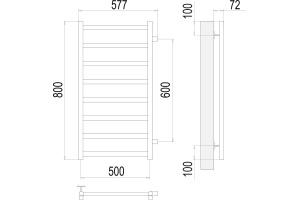 Водяной полотенцесушитель Terminus  Аврора П8 500x800 Хром боковое подключение - 3