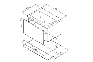 M90OHX0600WG GEM, Open-space для базы, подвесной, 60 см, цвет: белый, глянец - 2