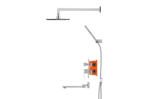 Swedbe Platta Душевой комплект со встроен.смесит.(с монтаж.боксом), верх.душем и повор.изливом, 5546