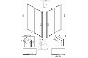 Душевая дверь в нишу Veconi Vianno 150, черный (VN46B-150-01-C5) - 2