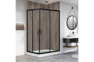 Душевой уголок Royal Bath HP 120x80 R с поддоном профиль черный стекло прозрачное