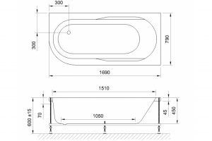 Ванна акриловая Royal Bath Azur Standart 170x80 R с гидромассажем белый - 2