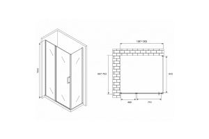 Душевой уголок Abber Sonnenstrand 130х100 хром стекло прозрачное - 2