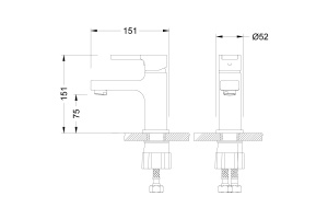 Смеситель для умывальника монолитный, хром LM0606C - 2