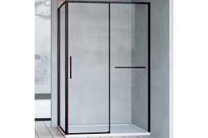 Боковая стенка Vincea Slim Soft 100х200 профиль черный стекло прозрачное - 2
