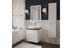 Мебель для ванной STWORKI Берген 80 белая с темной столешницей, раковина DIWO Самара 0116 - 2