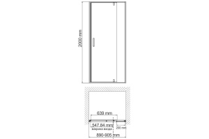 Душевая дверь в нишу Wasserkraft Neime 19P04 - 3