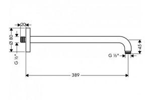 Кронштейн для верхнего душа Hansgrohe хром - 2