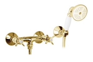 Смеситель для душа Cezares Lord золото, ручка душа белая (LORD-D-03/24-Bi)