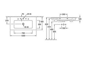 Мебельная раковина Villeroy & Boch Venticello 100 см (4104 AL R1) - 3