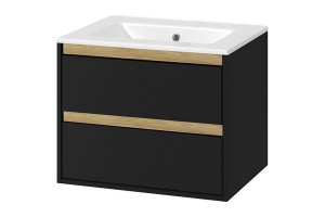 Тумба под раковину EXCELLENT Tuto 60 черный матовый - светлое дерево