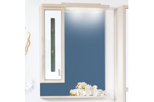 Зеркало-шкаф Бриклаер Бали 62 светлая лиственница, белый глянец, L