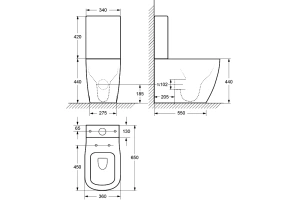 Чаша для унитаза-компакта Cezares Lux (CZR-159-CPR) - 3