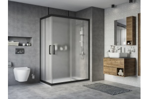 Душевой уголок STWORKI Карлстад DE019RC80140200 140x80 см профиль черный матовый, стекло матовое - 2